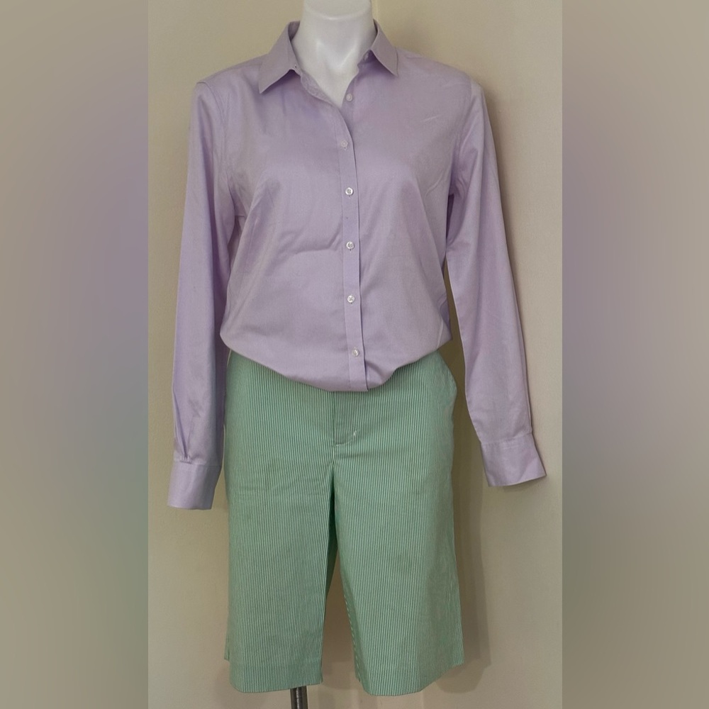 BROOKBROTHERS  Light Purple Casual Button Up Collared  Supima Cotton Shirt Sz 10
